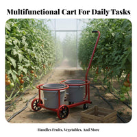 Hand Push Cart Labor Saving Water Jug Trolley Versatile Wheeled Bucket Carrier for Gardeners, Homeowners, Greenhouse, Garden, Farm