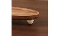 Elevated Serving Tray Low-Profile Tray with Feet Footened Wooden Serving Platter for Dining Table