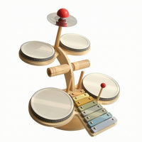 Wooden Toy Drum Set Tabletop Toy Drum Kit Beginner Long-Lasting for Children, Toddlers, Playroom