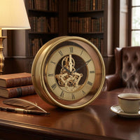 Roman Numeral Wall Clock Moving Gears Transparent Gear Clock Decorative Home Decor for Living Room