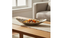 Hammered Metal Tray Decorative Elongated Silver Compact Tray Size Dining Decor for Desktop