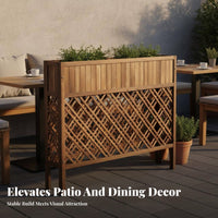 Lattice Privacy Screen Planter Resistant Wood Outdoor Partition Planter Multi-Functional Freestanding Flower Box Fence for Balcony, Patio