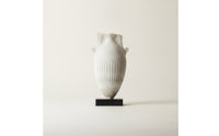 Classical Urn with Base Tall Faux Jade Vase Textured Resin Vase with Handles for Simplicity Lovers, Living Room