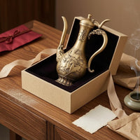 Lidded Brass Spirit Pot Chinese-Style Ornate Brass Spirit Pot for Home Display
