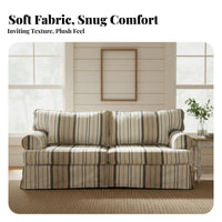 Striped 3-Seater Settee Mediterranean design 3-Seater Settee rustic Country Design Sofa for Families, Homeowners, Lounge Area, Den, holiday Home