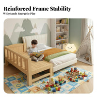Polished Rounded Edges Wooden Co-Sleeper with Guardrail Sturdy Frame children's Furniture Space-Saving Toddler Bed Breathable Slatted Base for Toddlers, Infants, Nursery, Bedside, Bedroom, Small Apartments