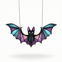 Stained-Glass Style Chiropteran Suncatcher Halloween Acrylic Chiropteran Ornament Gothic Window Decoration with Chain Spooky
