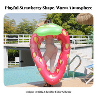 Foldable Strawberry Pool Inflatable Lounger Large Size Strawberry Shaped Lounger Photo Prop for Adults, Women, Summer Vacation, Beach, Ocean