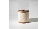 Round Storage Box with Handle Decorative Lidded Storage Box Small Desktop Organizer for Bedside Table