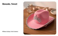 Pink Cowgirl Hat Universal Fit Pink Tiara Cowgirl Hat Rhinest Single Accents for Girls, Women, Western Themed Events, Bridal Shower Parties, Festivals