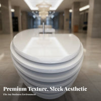 Fiberglass Reception Desk Hand-Polished High-Gloss Coating Ed Finish Front Desk Glossy White Checkout Counter for Retailers, Receptionists
