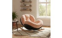 Solid Wood Rocking Lounge Chair Padded Rocking Chair with High Backrest Removable Cover High-Back Rocker Washable for Adults, Living Room, Reading Corner, Nursery, Bedroom