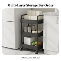 Multi-Layer Rolling Cart With Wheels Storage Trolley Multifunction Wheeled Storage Rack for Families, Students, Washroom, Kitchen, Living Room