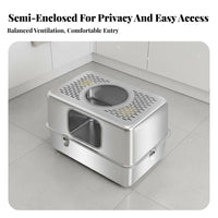 Stainless Steel Litter Box Easy to Clean Extra Large Cat Box Anti-Splash