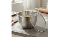 Flared Edge Kitchen Bowl Set Wide Rim Stainless Steel Bowl Silver Finish Shallow Plate Slim Design for Washing, Draining