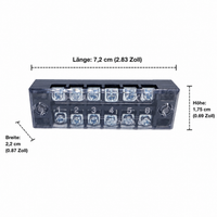 TB-1506 DIN Rail Terminal Block, 600V 15A, 100 pieces 6-pole, for control cabinet & DIYers, secure electrical connection