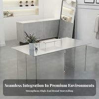 Stainless Steel Surface Display Table Minimalist Design Modern Boutique Island Table Spacious Surface Store Furniture for Visual Merchandisers