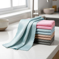Fish Scale Microfiber Microfibre Cloth for Window Wipes, High Absorption Quick-Dry Glass and Kitchen Cleaning Cloth with Reinforced Edges, 1pc