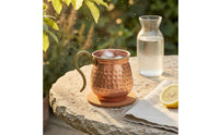 Copper-Colored Turkish-Style Yogurt Cup Silver-Lined Hammered Metal Cup for Cold Water