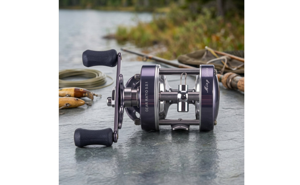 fishing Reel Metal Round Baitcaster Reel twoHandle Baitcaster for Anglers, Fishermen, Lure Casting, Freshwater Fishing