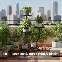 Rust-Resistant Rolling Flower Rack Space-Saving Metal Plant Stand with Wheels Stable Structure Multi-Tier Plant Stand Multifunctional for Balcony, Outdoor, Indoor, Living Room