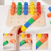 Color Insert Pillar Toy Preschool Wooden Sorting Board Geometric for Classroom