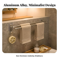 Rust-Proof Double Bar Towel Rail Rustproof Double Towel Bar Easy Installation Bathroom Hardware Waterproof for Renters, Homeowners, Families, Restroom, Kitchen