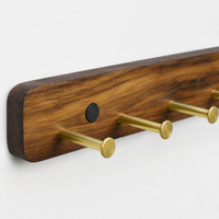 Wooden Wall Hooks, Modern Minimalist Wall Hook Rack, Coat and Hat Hooks for Entryway, Adhesive & Screw Mount