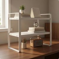 Two-Story Desktop Shelf Minimalist 2-Tier Desk Storage spaceSaving for Dorm Room