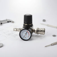 140 PSI Air Regulator with Gauge Square Body Air Compressor Regulator Metal Housing Pressure Reducing Valve Adjustable Knob for Workshop