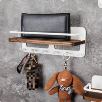 Wall Key Holder with Shelf Decorative Key Rack with Hooks Space-Saving for Foyer