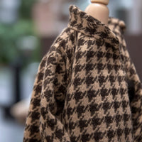 Houndstooth Doll Coat with Skirt Faux Leather Fashion Doll Clothes Miniature High-Quality for Children
