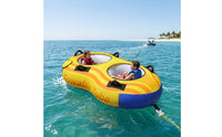 Multi-Handle Towable Water Tube with Nylon Cover Tear-Resistant Inflatable Towable with Handles Stable Safety for Families
