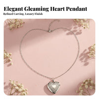 Heart Locket Necklace Photo Frame Locket Adjustable Chain Keepsake for Mothers Day