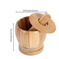 Stable Base Bamboo Mortar and Pestle Natural Mortar and Pestle Set Manual Garlic with Lid Traditional for Home Cooks, Kitchen, Meal Prep