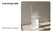 Movable Arched Pegboard Divider Multi-Functional Partition Screen Customizable Layout Storage Rack Space-Saving for Apartment Dwellers, Renters, Homeowners, Entryway, Living Room, Small Areas, Bedroom