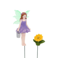 Flower Pot Fairy Decoration Hand-Painted Look Resin Figurine Whimsical Landscaped Girl Statue for Patio