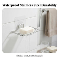 Wall Mounted Soap Dish Drill Installation Stainless Steel Soap Dish Rustproof No Washroom Rack for Renters, Restroom, Dorm Room, Kitchen