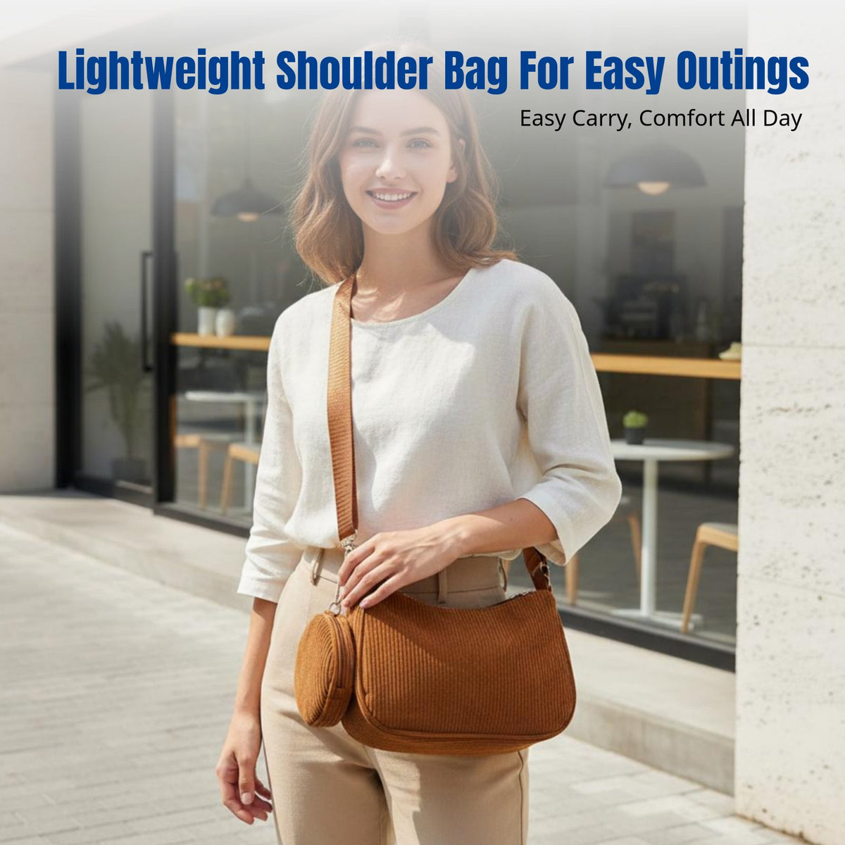 Corduroy Crossbody Bag, Relaxed Shoulder Bag for Women, Vintage Minimalist Mother-Daughter Bag, Lightweight, Multi-Color