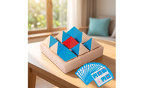 Wooden Block Board with Cards Educational Shape Puzzle with Grid Board Geometric Shape Matching Game Reasoning Pattern Matching