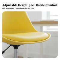 Minimalist Design Adjustable Height Armless Chair Compact Size Adjustable Pedestal Seat 360-Degree Swivel Task Seating Space Saving for Home Office Workers, Students, Teens, Study Room, Bedroom, Classroom, Vanity Table