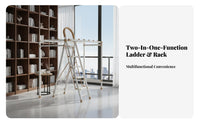 Foldable Ladder Clothes Rack Space-Saving Multi-Purpose Ladder Anti-Slip Climbing Equipment Portable for Homeowners, DIY Enthusiasts, Indoors, Balcony, Apartment, Kitchen