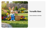 Hare Statue Planter Fiberglass Bunny Flower Pot Weather-Resistant Bunny Planter Figurine for Kids, Gardeners, Balcony, Patio, Kindergarten