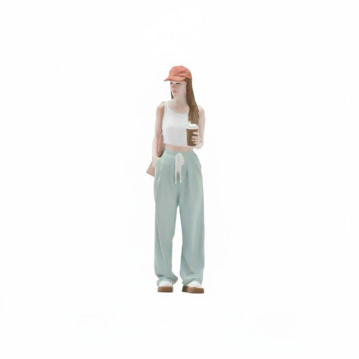 Girl Figure Holding Coffee Colorful Coffee Cup Figurine Highly Detailed
