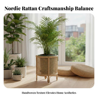 Basket Plant Stand Nordic Design House Decoration Natural Look for Indoor