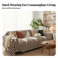 Anti-Scratch Patterned Sofa Throw Blanket Machine Washable Tasseled Furniture Throw Stain-Resistant Couch Protector Year-Round Use for Pet Owners, Homeowners, Families with Children, Living Room, On a Chair, Bedroom, Office