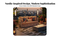 3 Pieces Nordic Design 2-Chair and Table Patio set Woven and design Outdoor Furniture Leisure Seating Garden Furnishings Weather-Resistant for Guesthouse Owners, Homeowners, Apartment Dwellers, Courtyard, Porch, Balcony, waterside