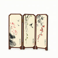 Mini Desktop Folding Screen Traditional Mini Folding Screen Tri-Fold Decorative Plaque Foldable Three-Panel Divider Compact