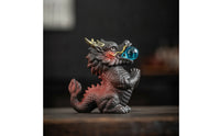 Dragon Figurine with Orb Tabletop Ceramic Dragon Decor for Bookshelf