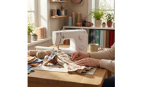 Electric Sewing Machine 23 Stitch Patterns Desktop Sewing Machine Home Craft Tool Compact Stitching Device White